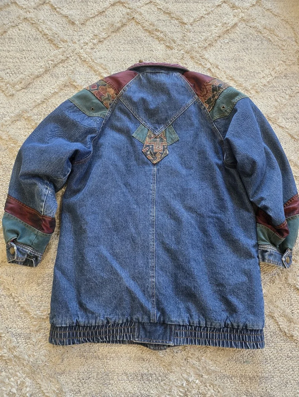 Vintage Two Twenty Western Denim Jacket Women’s Medium Aztec Pattern Jean Coat